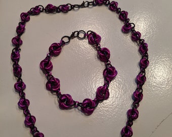 Mobius Rose Chainmaille Bracelet / Necklace Set - Various Colors