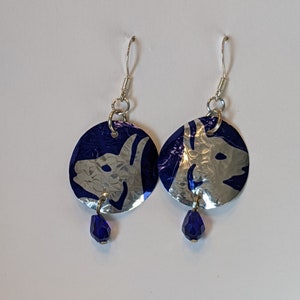 Upcycled Blue Aluminum Can Earrings