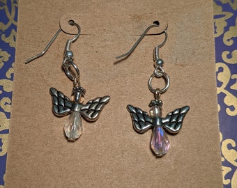Beaded Crystal Angel Earrings