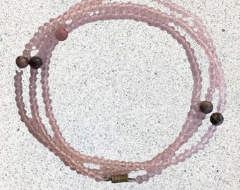 Light Pink Waist Beads With Genuine Rhodonite Gemstones | Smudged | Intent Charged