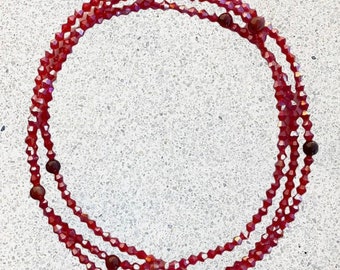 Red Waist Beads With Dream Agate Gemstones | Smudged | Intent Charged