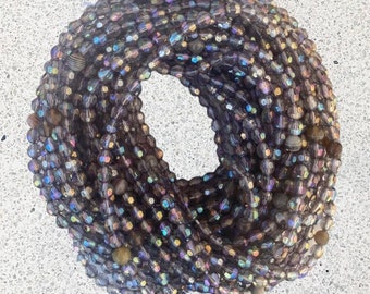 Grey Waist Beads With Imported Dark Botswana Agate Gemstones | Smudged | Intent Charged