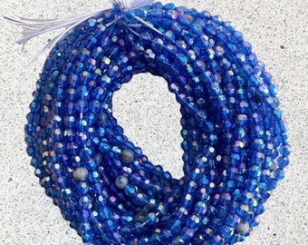 Royal Blue Waist Beads With Sodalite Gemstones | Smudged | Intent Charged