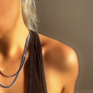 Sterling Silver Herringbone Necklace: 5mm Layering Snake Chain