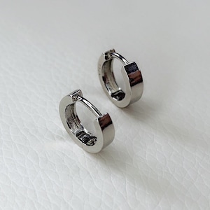 Silver Huggie Hoops, 925 Sterling Silver Thick Huggie Hoop Earrings, Mini Huggie Hoops, Simple Silver Hoops