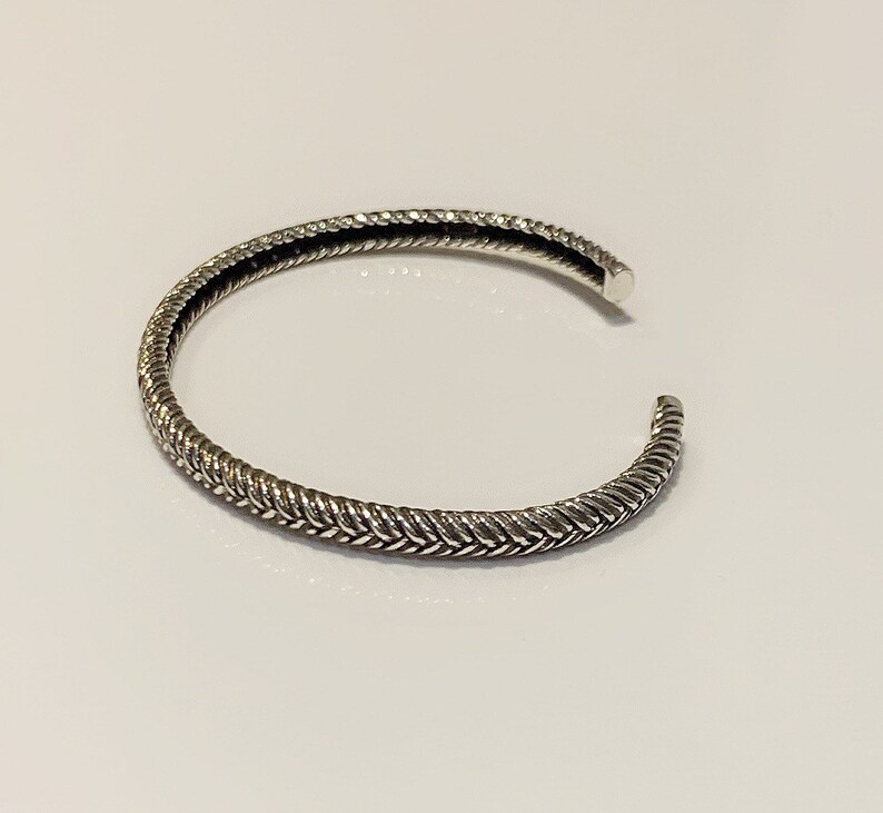 Stackable chunky bracelet Gift Dark Silver Design Oxidised Sterling Silver Textured Cuff Bangle Layering Bracelet Adjustable Size