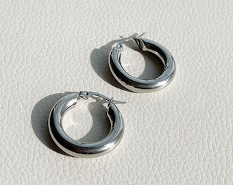 Sterling Silver Chunky Hoop Earrings: Everyday Wear