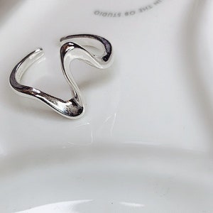 Silver Wave Ring, Big Wave Ring, Ocean Ring, Zig Zag Ring, Stacking Statement Ring, Gift for her