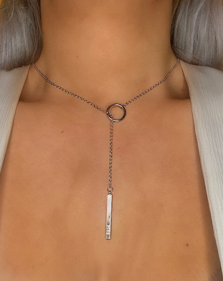 Loop Necklace Silver Toggle Necklace Layering Necklace Loop Etsy