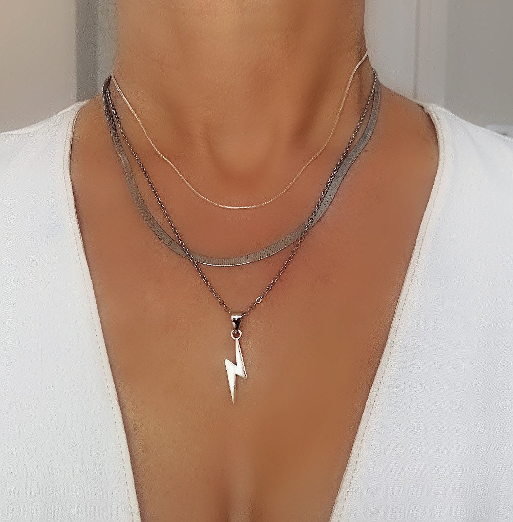 925 Sterling Silver Herringbone Necklace Layering Herringbone Etsy UK