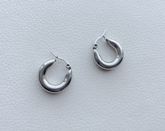 Sterling Silver Chunky Hoop Earrings: Midweight Everyday Hoops