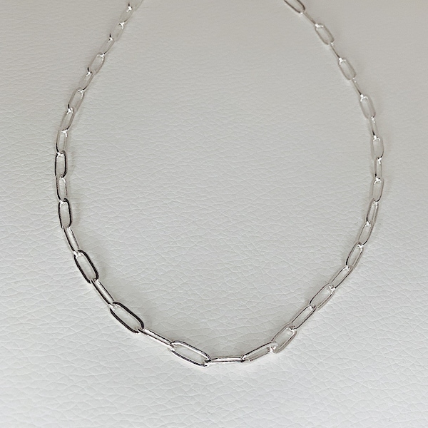 Silver Paperclip Necklace Etsy