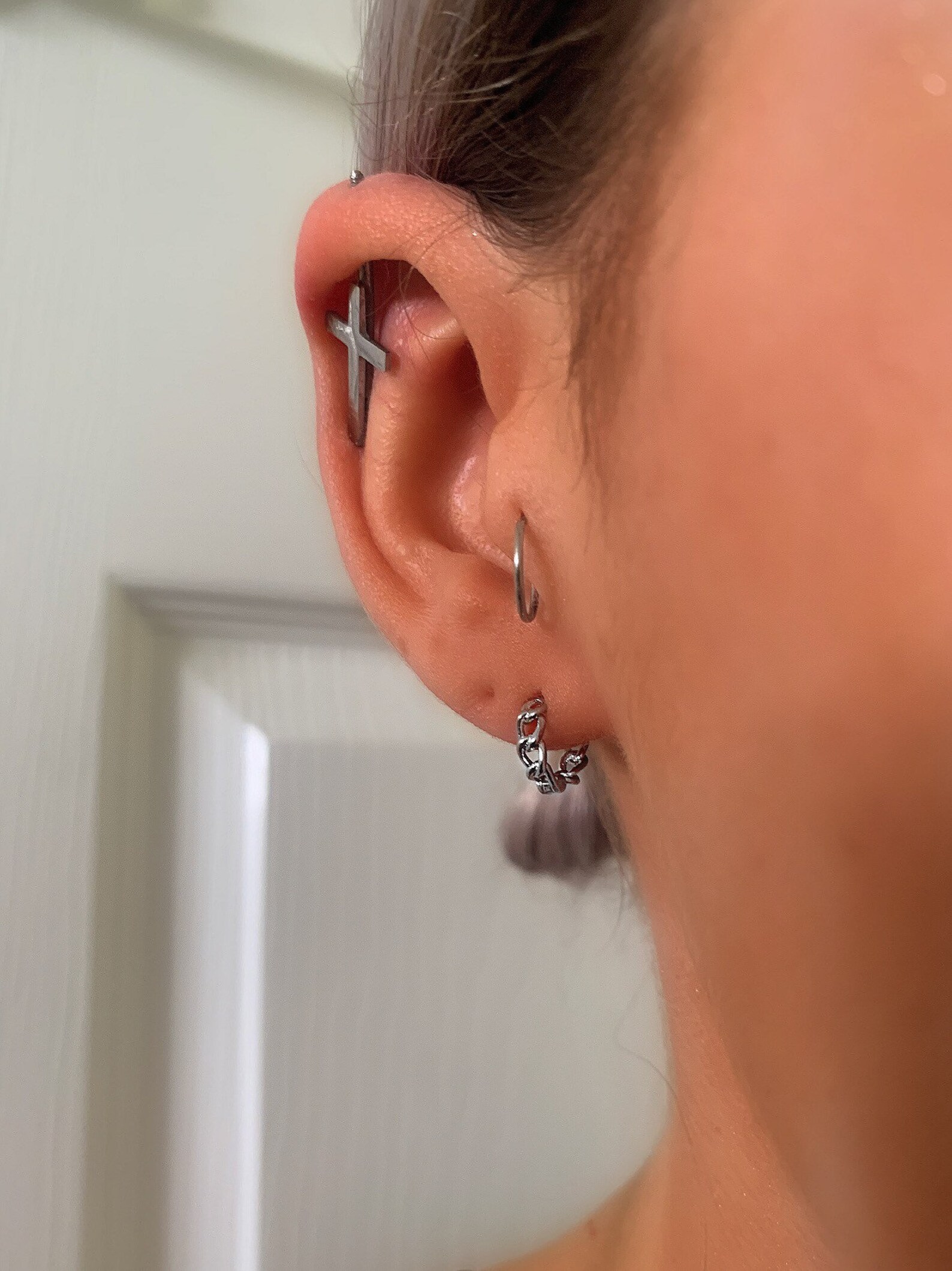 Chain Link Huggie Earrings Sterling Silver Huggie Hoop Etsy UK