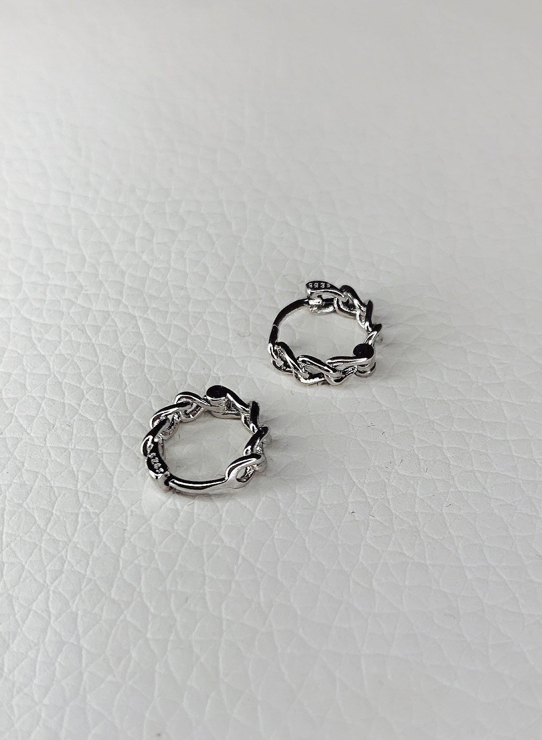 Chain Link Huggie Earrings Sterling Silver Huggie Hoop Etsy UK
