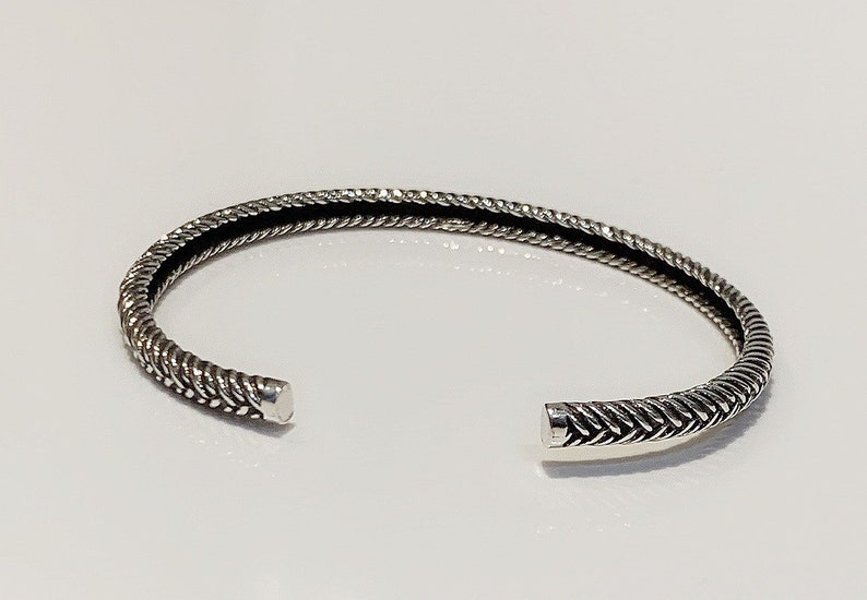 Stackable chunky bracelet Gift Dark Silver Design Oxidised Sterling Silver Textured Cuff Bangle Layering Bracelet Adjustable Size