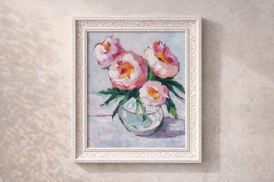 Original Pink Peonies Oil Painting - Floral Still Life Art - Etsy