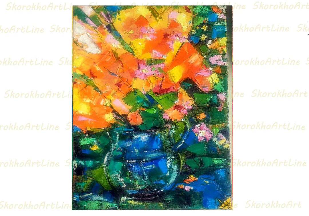 Floral Oil Painting Impasto Original Wall Art Abstract Flowers - Etsy
