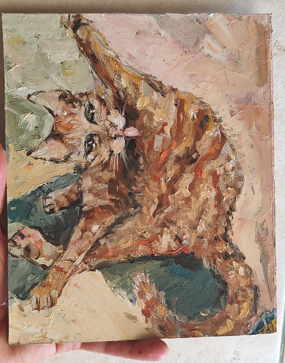 Impasto Tabby Cat Oil Painting: Funny Pet Portrait Art - Etsy