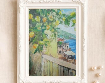 Lemon Tree Oil Painting Amalfi Coast Positano  Italia