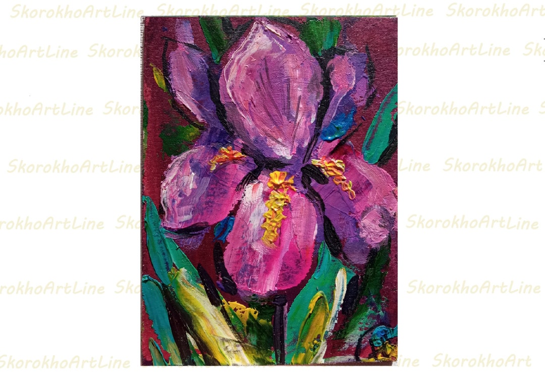 ACEO Original Iris Flower Painting Mini Impasto Artisc Trading - Etsy UK