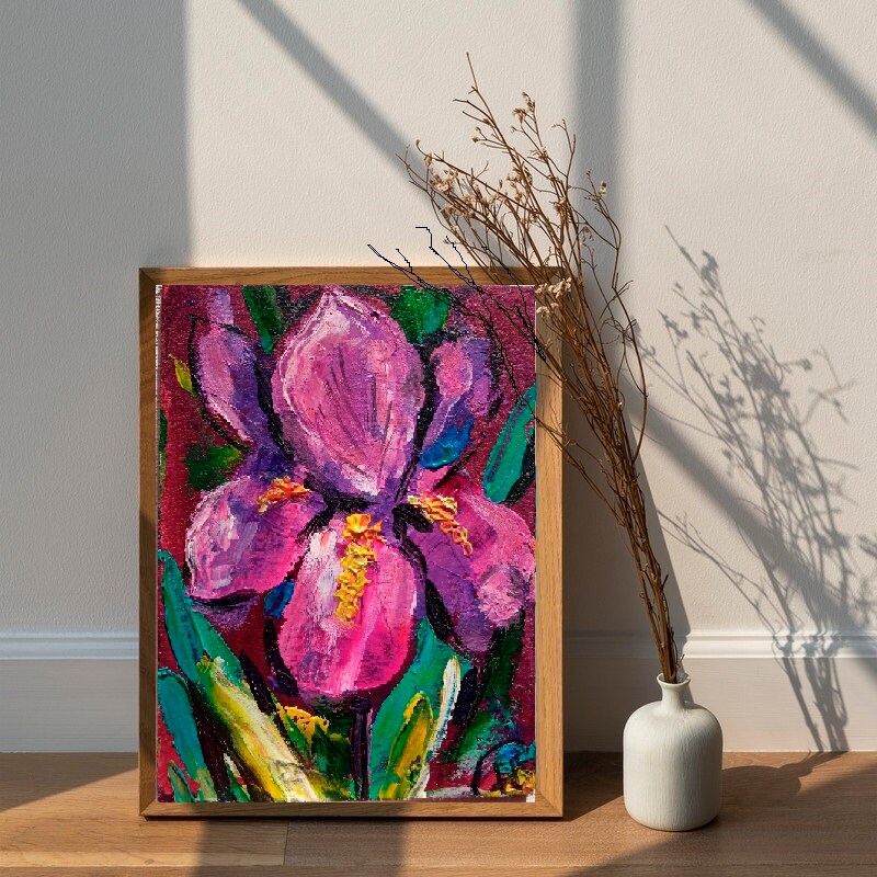 ACEO Original Iris Flower Painting Mini Impasto Artisc Trading - Etsy UK