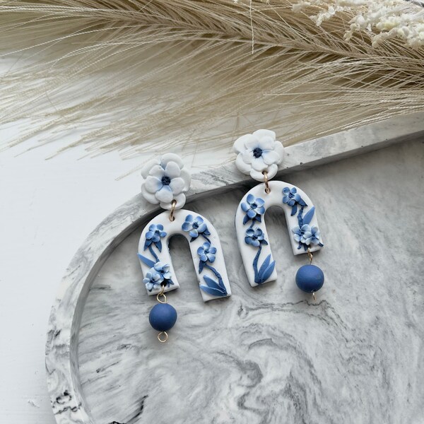 Blue China Flora Earrings main image 1