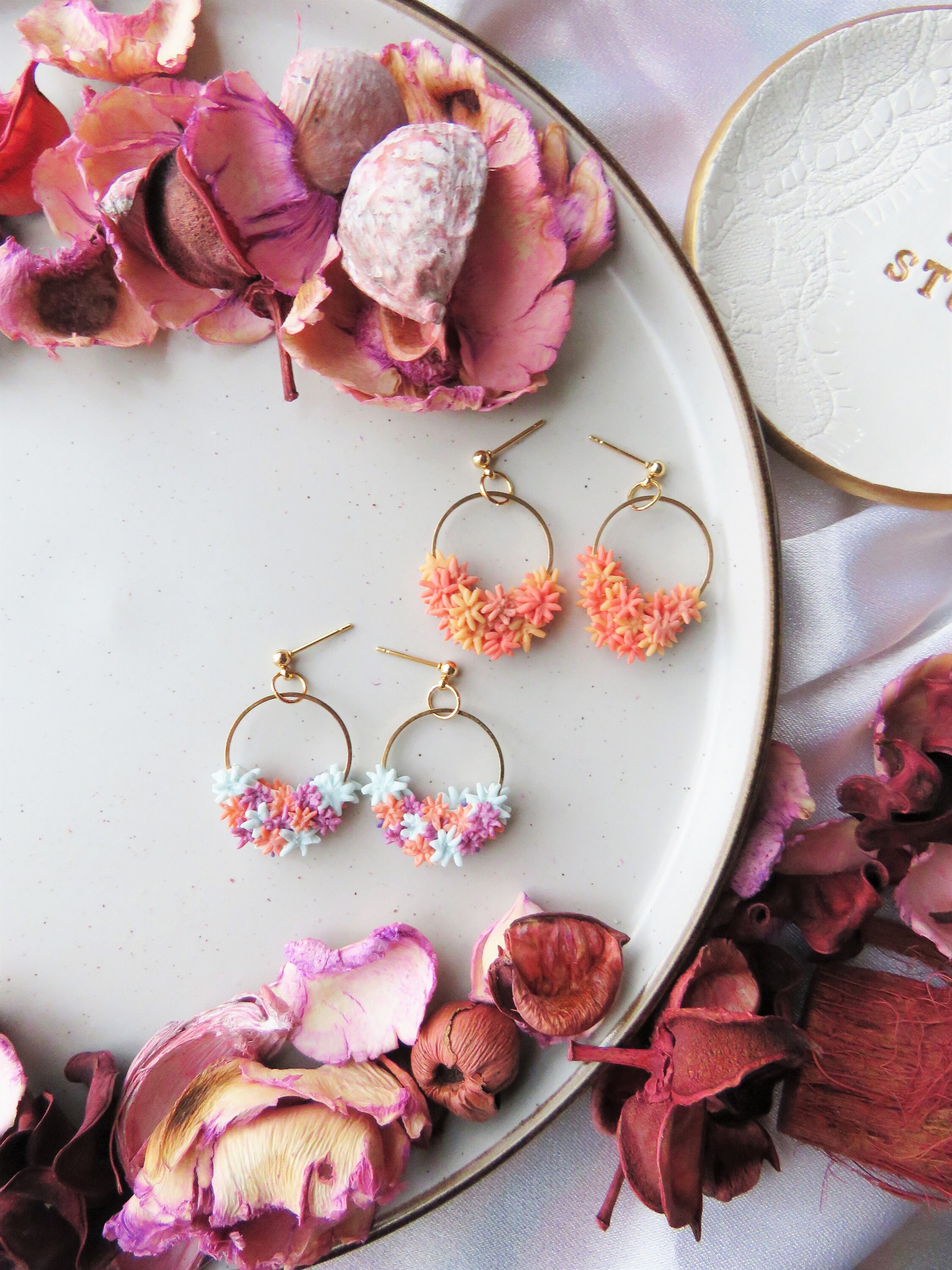 handmade clay flowers earring : r/clay