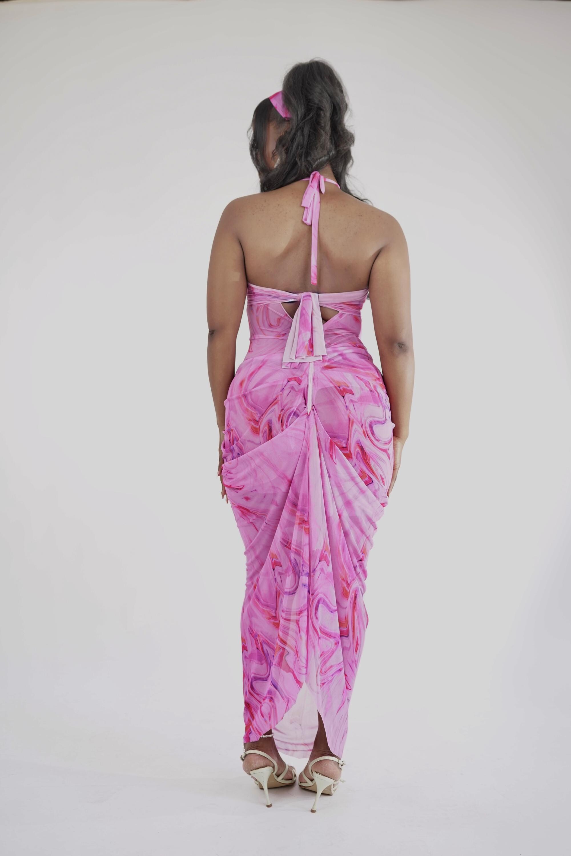 knee length dresses for ladies Marble Printed Mesh Dress FINAL SALE – Sabrak Boutique main image 0