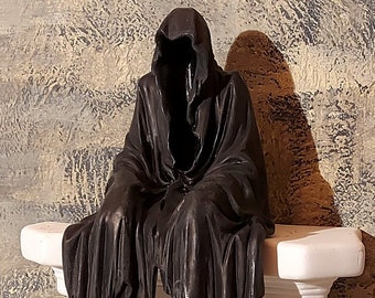 Sensenmann Reaper Kantenhocker Figur Indoor Outdoor Steinfigur Statue Deko Tod Figur Statue