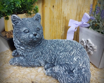 Steinfigur Katze Gartenfigur Gartendeko Massiv Frost- wetterfest Betonguss