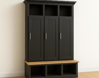 Mudroom Hall Tree Build Plans | PDF Woodworking Plans | DIY Entryway Bench with Storage