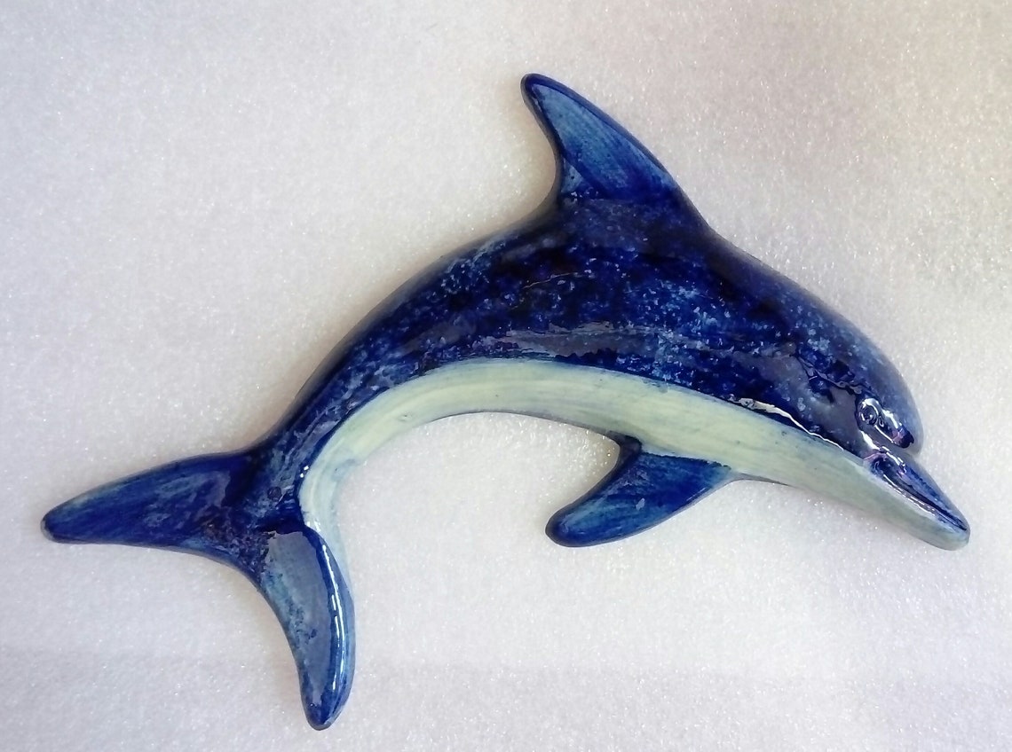 Dolphin ceramic craft creation to hang Etsy