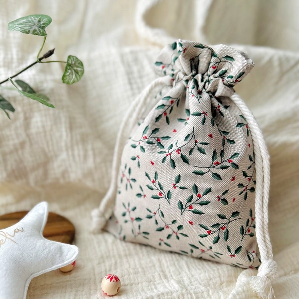 Pochon pour le Noël, Hotte de noël personnalisée, Pochettes cadeaux de Noël