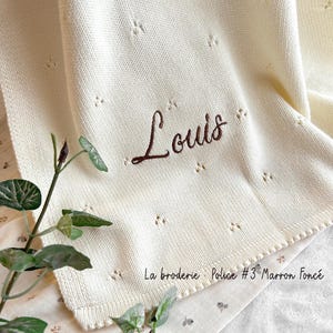 Couverture personnalisée pour bébé, Coton Biologique, Couverture maille tricot prénom broderie personnalisée bébé