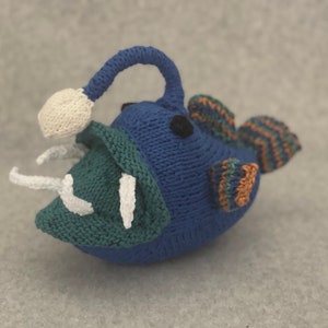 Knitted Anglerfish (blue, teal, variegated)