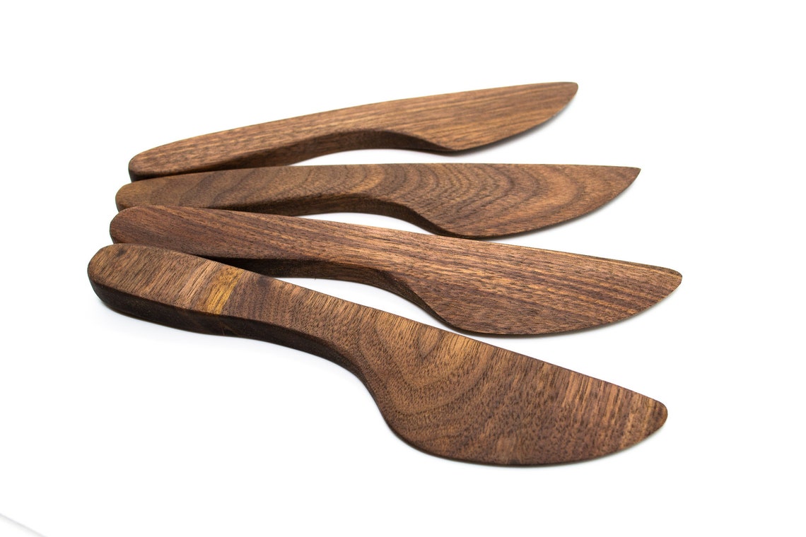 Solid Walnut Wooden Butter Knife Wooden Cheese Knife Etsy