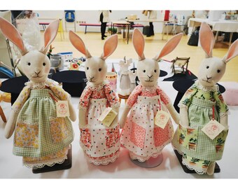 Dark doll Fabric doll Baby room d\u00e9cor Girls birthday gift Rabbit plush Rabbit doll Unique doll Textile art doll Handmade bunny