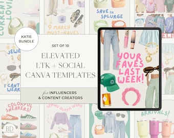 Ultimate Content Creator Toolkit: 10 Customizable Canva LTK + Social Media Templates | Editable Faceless Affiliate Marketing Sale Collages