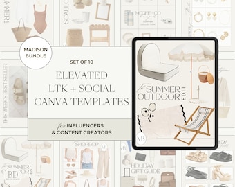 Ultimate Content Creator Toolkit: 10 Customizable Canva LTK + Social Media Templates | Editable Faceless Affiliate Marketing Sale Collages