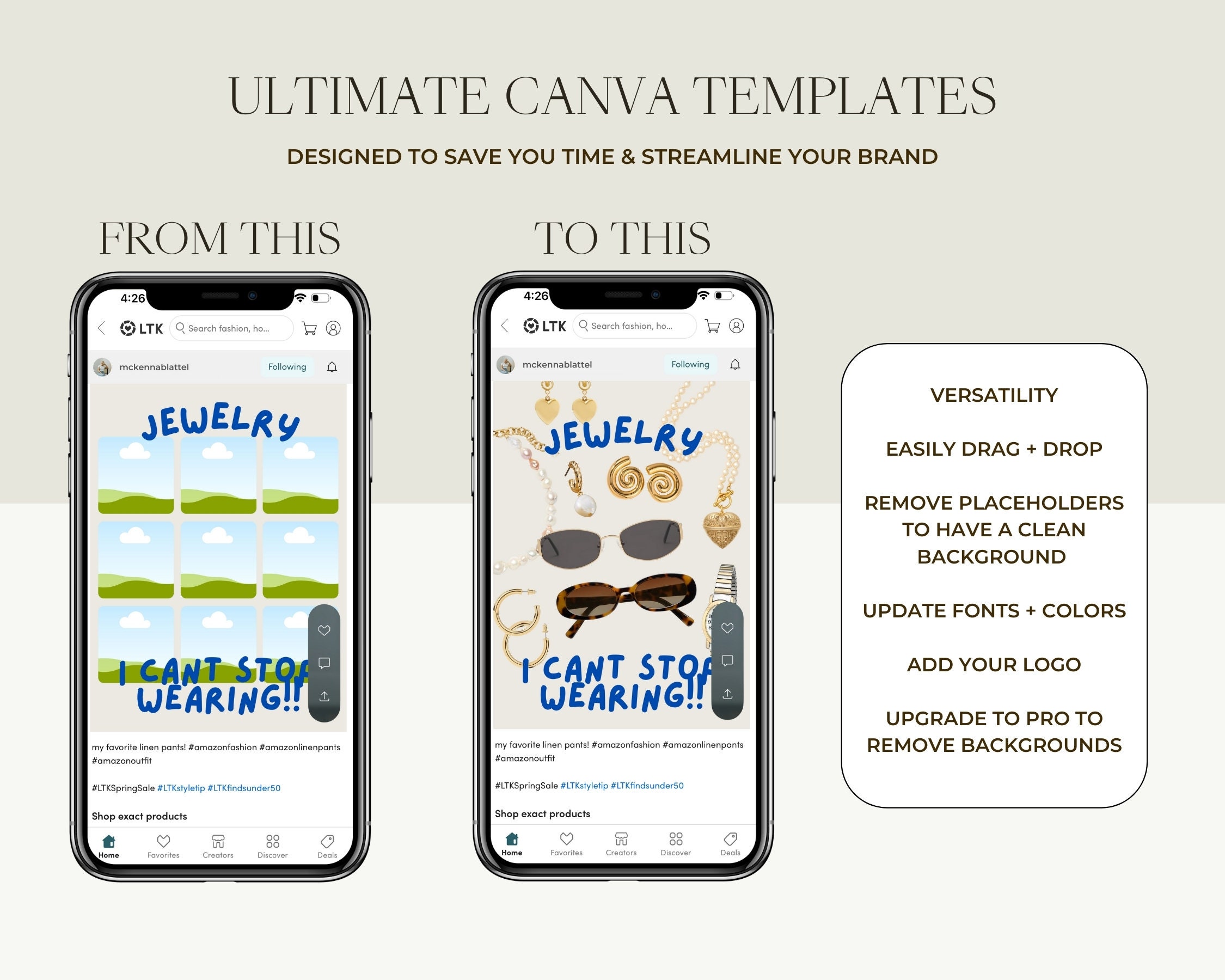Ultimate Content Creator Toolkit: 10 Customizable Canva LTK + Social ...