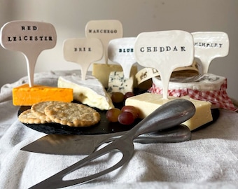 Handmade Ceramic Cheese Markers: Party Cheese Board Labels