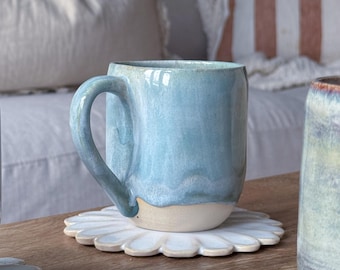 Glacier Blue handmade Ceramic Mug with Finger Dimple
