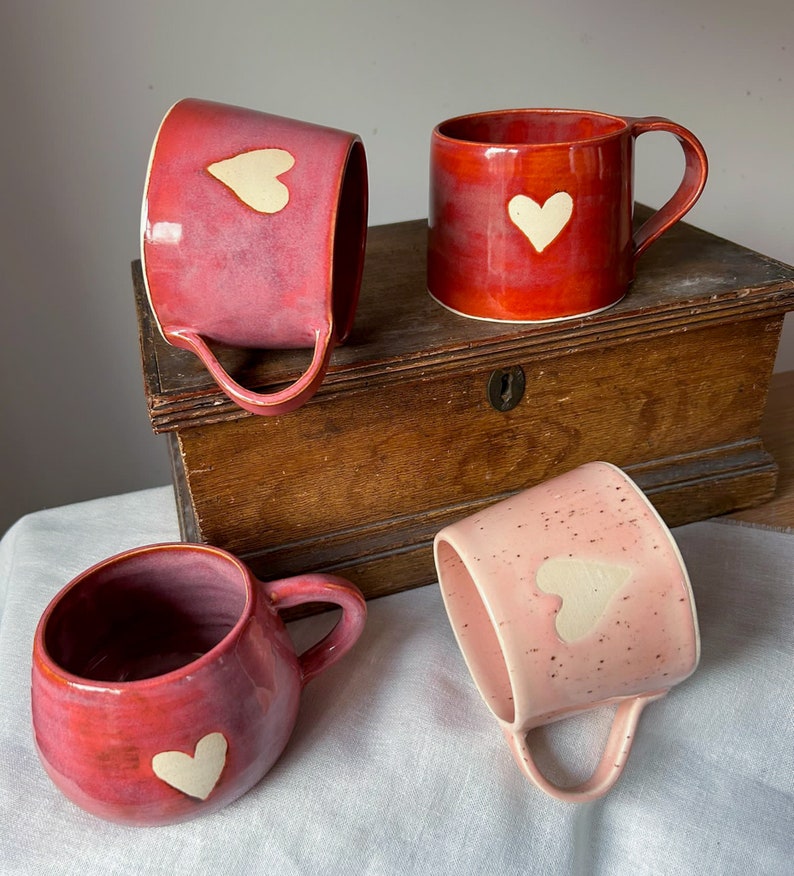 Love mugs/ ceramic mugs/ heart mugs/ gift for her image 1