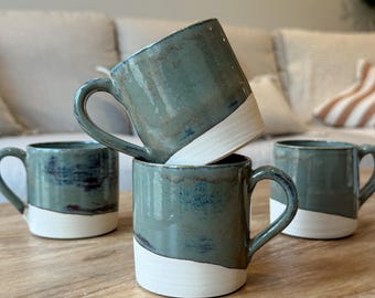 Handmade Ceramic mugs in Forest Green