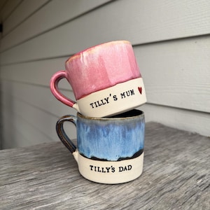 Handmade personalised mugs for your bestie or loved one/ special gift/ wheel thrown mugs 画像 8