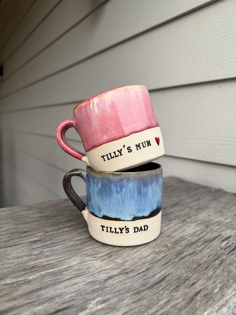 Handmade personalised mugs for your bestie or loved one/ special gift/ wheel thrown mugs 画像 8