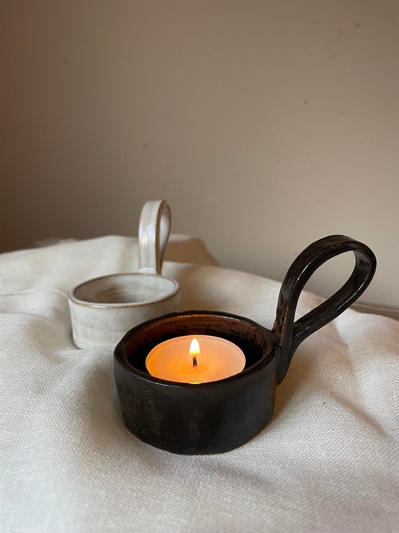 Candle Holder, Candle Holder With Handle, Ceramic Candle Holder