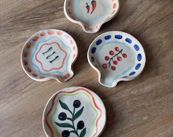 Handmade Ceramic Spoon rest | Greek Inspired, Mediterranean Designs