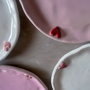 Handmade ceramic Valentines love heart plates/ heart dish/ jewellery dish/ trinket dish/ love heart