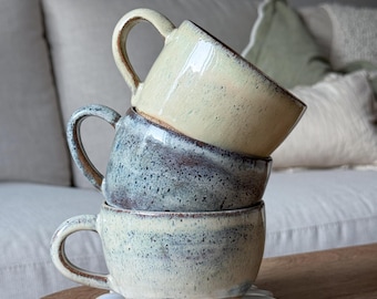 Hand Thrown Speckled Ceramic Mugs | Handmade neutral Glazed Pottery Coffee Cup
